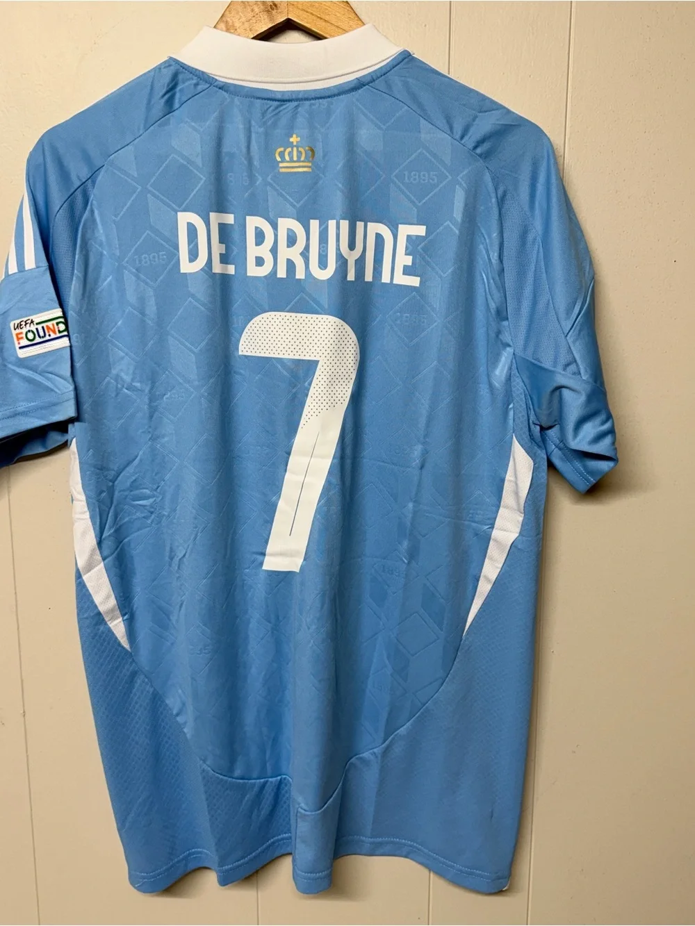 Adidas Belgium 2024 Away Jersey De Bruyne 7 Sky Blue Soccer Shirt Men L NWT